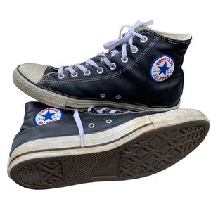 Converse Chuck Taylor All Star High Top Black Leather Shoes 1S581 Women’s 12.5